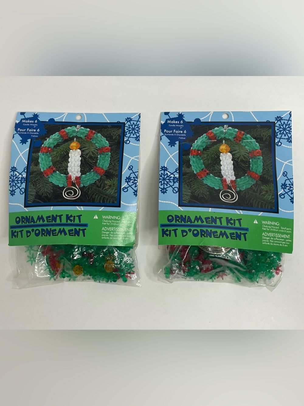 Vintage 12 Ornaments Candle Christmas Wreath Bead Wire Kit Toner Crafts Set Of 2